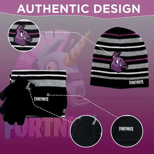 Miniatura 6 de FORTNITE Conjunto de 2 piezas de gorro de invierno y guantes de nieve para niños