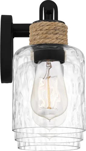 Miniatura 9 de Quoizel Naturals Baltic - Luces modernas de tocador de 14.5 pulgadas, 2 luces, estilo costero, color negro mate y cristal de agua transparente