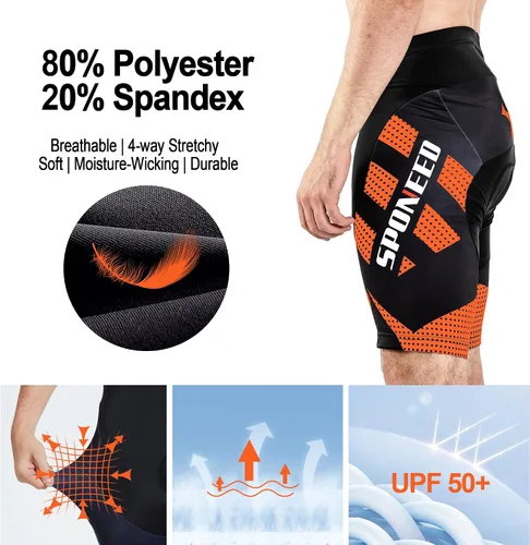Miniatura 15 de sponeed Pantalones cortos de ciclismo para hombre, pantalones acolchados para ciclismo, ropa de ciclismo