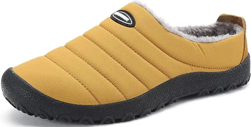 UBFEN - Pantuflas cálidas de invierno para hombre y mujer con forro de felpa mullida, zapatos de casa con suela de goma antideslizante para