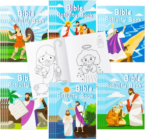 BZaber Libros para colorear de Pascua religiosa de la Biblia – 24 libros de dibujo de arte para niños con patrón de la Biblia de Jesús folletos de