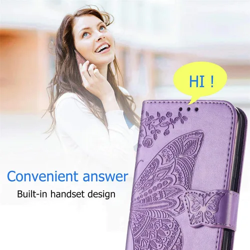 Miniatura 3 de Funda protectora de piel sintética para Samsung Galaxy S10e, con tapa y ranura para tarjetas, bolsillo en relieve, diseño de flores y mariposas