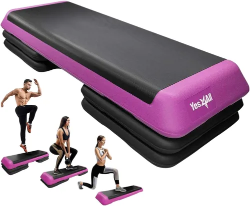 Miniatura 9 de Yes4All Plataforma ajustable de ejercicios aeróbicos para entrenamiento de tamaño para club de salud con 4 elevadores ajustables incluidos y A.