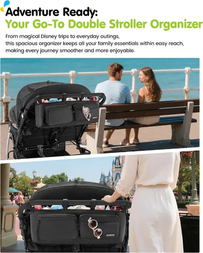 Miniatura 7 de Organizador de cochecito doble con 11 compartimentos para Bob Duallie, Baby Jogger City Mini GT2, organizador doble para cochecito, Jeep, accesorios