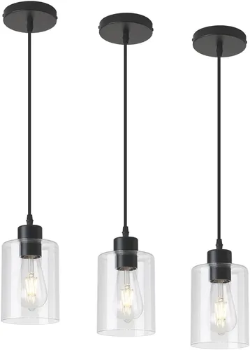 Miniatura 27 de Moderna lámpara colgante cilíndrica de cristal transparente de granja, luces de isla para cocina, mini iluminación colgante para decoración de isla