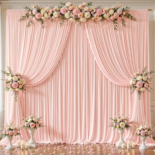 Miniatura 62 de Cortinas de fondo azul bebé de 8 x 10 pies para bodas, cortinas de fondo de poliéster sin arrugas, para baby shower, fiestas de cumpleaños