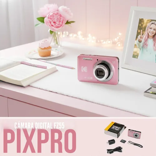 Miniatura 3 de Kodak PixPro Friendly Zoom FZ55 16MP 1080p Cámara digital Full HD (rosa pastel) Paquete con tarjeta SD de 128 GB, batería (paquete de 2)