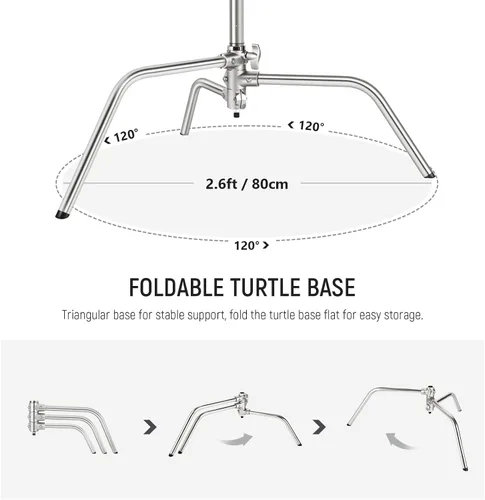Miniatura 7 de NEEWER Soporte en C con brazo articulado Pro 100% de acero inoxidable, altura máxima de 330 cm/10.8 pies con amortiguación de aire, soporte de luz