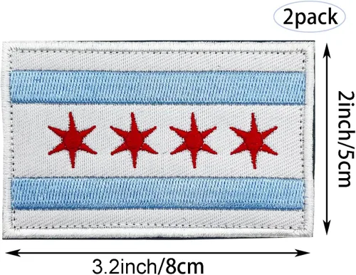 Miniatura 2 de stidsds Paquete de 2 parches de bandera estadounidense de Chicago de Estados Unidos, parches bordados, banderas de Estados Unidos, parche táctico
