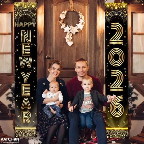 Miniatura 9 de KatchOn, Cartel extra grande de feliz año nuevo – 72 x 12 pulgadas Decoraciones de Año Nuevo 2026 Suministros de fiesta de Año Nuevo 2026