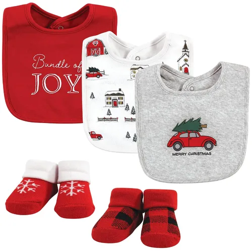 Miniatura 12 de Hudson Baby Conjunto de babero y calcetines unisex de algodón para bebé, Tamaño único Chica Calabaza