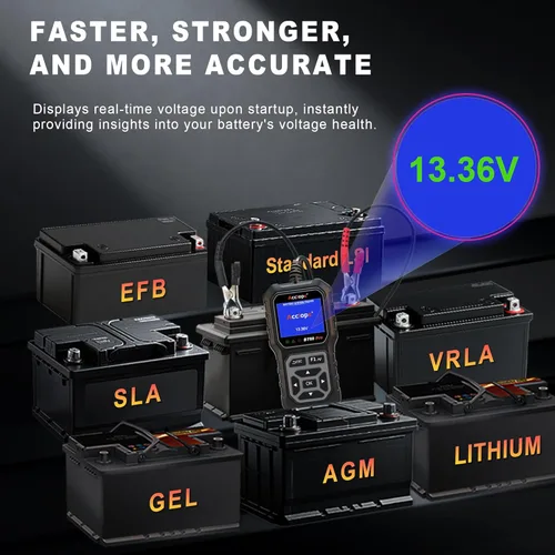 Miniatura 7 de BT60 Pro Probador de Batería de Coche, Analizador Digital con Impresión en la Nube, Verificador de Batería de 6V/12V/24V para AGM, Litio
