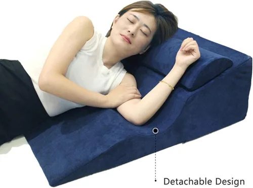 Miniatura 3 de Bed Wedge Pillow with Memory Foam Top, for Leg and Back Support Pain Relief Triangle Support Pillow, Wedge Pillows for Reading and Rest, with