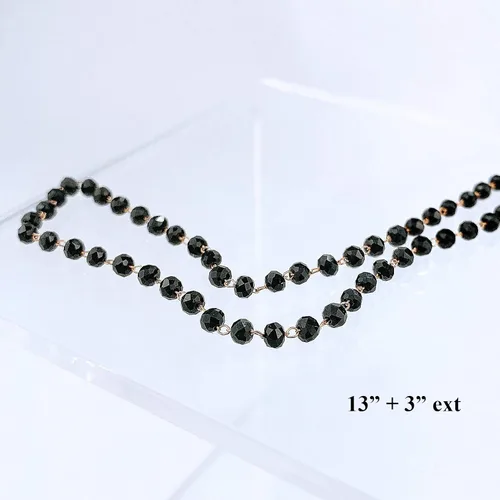 Miniatura 3 de POMINA Delicada gargantilla negra con cuentas de cristal, gargantilla de cuentas de cristal multifacéticas para mujer