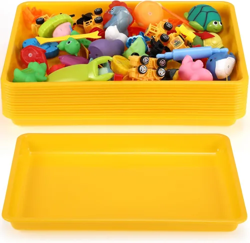 Miniatura 16 de Maitys Paquete de 15 bandejas de arte de plástico de 12 x 16 pulgadas, bandejas sensoriales para proyectos de bricolaje, pintura, cuentas, joyería