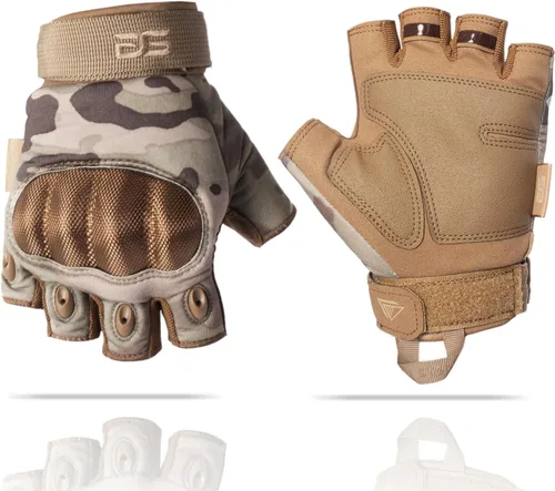 Miniatura 7 de Glove Station - Guantes tácticos de nudillos sin dedos para hombre - Guantes de motocicleta para tiro táctico, Airsoft, caza, trabajo policial
