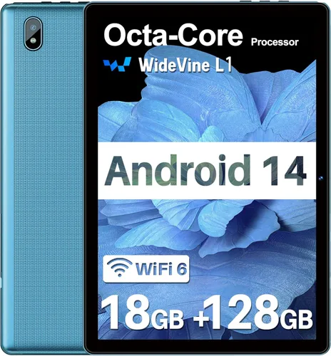 DMOAO Tableta, tabletas de 10.1 pulgadas, tableta Android 14 con 18 GB de RAM+128 GB de ROM/1TB Expand, CPU Octa-Core 1.8GHz, batería de 6000 mAh,
