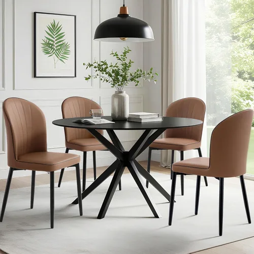 Miniatura 7 de Lamberia Juego de 2/4 sillas de comedor tapizadas resistentes a los arañazos con asiento acolchado grueso y patas de acero, sillas modernas