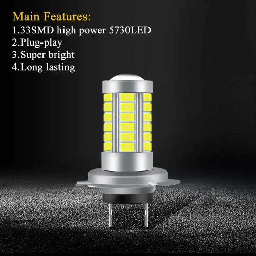 Miniatura 4 de Bombillas antiniebla H7 6500K de xenón blanco fresco superbrillante DRL 5730 33-SMD 12V diurnas luces antiniebla conducción DRL luces LED bombillas