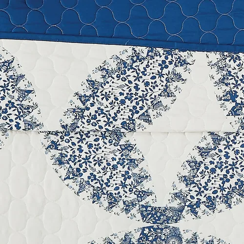 Miniatura 2 de CANNON Abigail - Juego de edredón de poliéster de 2 piezas, color crema y azul, tamaño individual/individual XL, con temática floral, para hombres