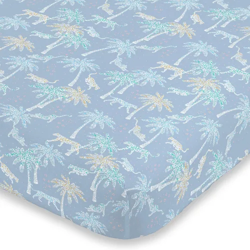 Miniatura 5 de NoJo Sábana bajera ajustable para cuna de acuarela de montaña súper suave, azul, verde, bronceado y blanco, azul, verde, tostado, blanco