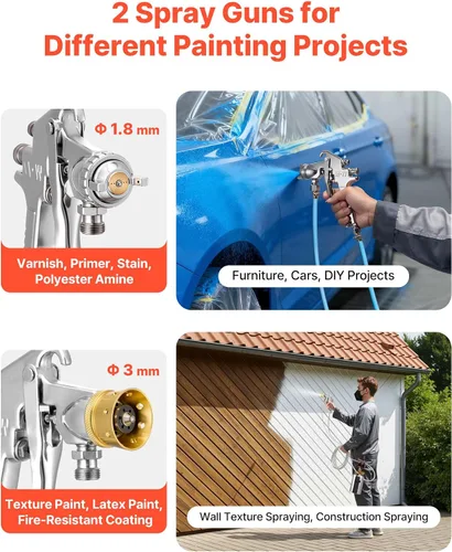 Miniatura 3 de VEVOR Olla de presión para pintura en aerosol, 0.5 Gal/2 L, pulverizador de pintura de olla de presión, dos pistolas de aerosol de φ1.8mm + φ3mm