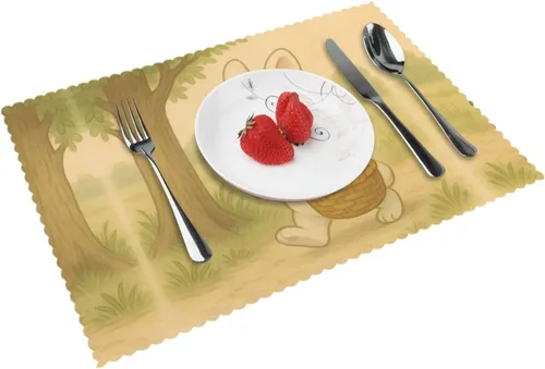 Miniatura 13 de Rectangular Placemats Set of 4, Heat Resistant Dream Printed Kitchen Dining Table Mats