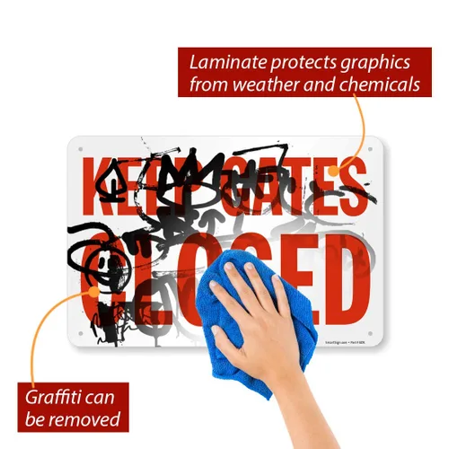 Miniatura 5 de Letrero con texto en inglés "Keep Gates Closed" de SmartSign 12 x 18 pulgadas, aluminio reflectante de grado de ingeniero 3M