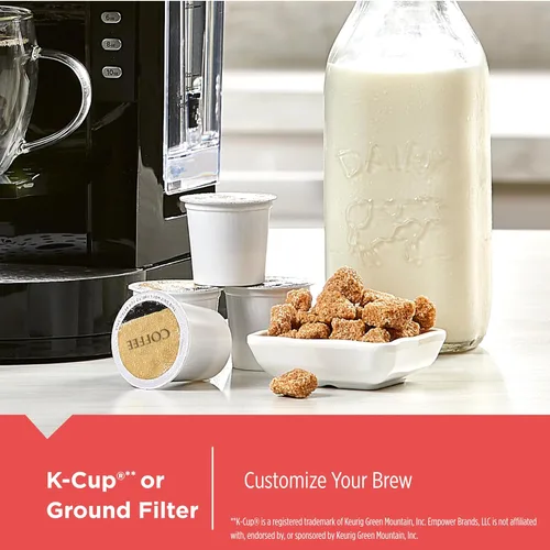 Miniatura 7 de BLACK+DECKER Cafetera K-Cup familiar de una sola porción: depósito de agua grande de 50 onzas, compatibilidad versátil para café molido y K-Cup