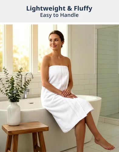 Miniatura 2 de LANE LINEN Juego de 4 toallas de baño 100 % algodón, tecnología exclusiva de cero torsión, toallas blancas grandes (35 x 66 pulgadas), ultra suaves