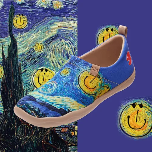 Miniatura 2 de UIN Zapatos deportivos ligeros para mujer para caminar informales con diseño de arte pintados divertidos para viajes vacaciones sonrientes