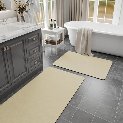 Miniatura 8 de Alfombras de baño de 32 x 17 pulgadas, tapetes de baño de tierra de diatomeas de secado rápido, absorbentes, tapetes de baño de goma antideslizante