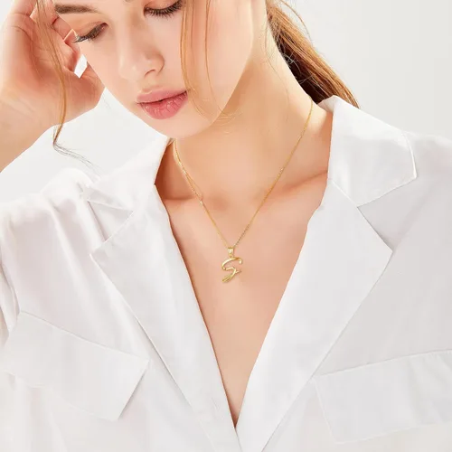 Miniatura 223 de EUDORA Collares de plata esterlina con inicial para mujer, regalos clásicos de 26 letras sin cuello para niñas, hermana, madre hija, cadena de 18