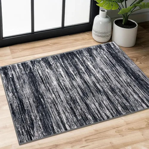 Miniatura 108 de SIILOOM 2 x 3 Alfombra moderna y abstracta para entrada, alfombra neutra azul marino gris multicolor súper suave de área pequeña, alfombras lavables