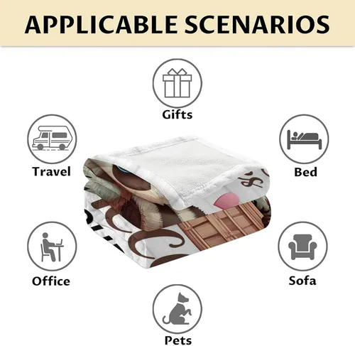 Miniatura 6 de Manta de mapache para niños, suave, mullida y acogedora, 30 x 40 pulgadas, manta de tamaño regazo para sofá, oficina, manta cálida blanca para regalo