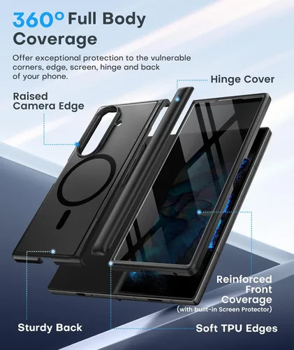 Miniatura 5 de BERFY Funda para Samsung Galaxy Z Fold 7 con Protector de Pantalla de Privacidad, [Compatible con MagSafe][Anti Espía] Soporte Plegable Oculto