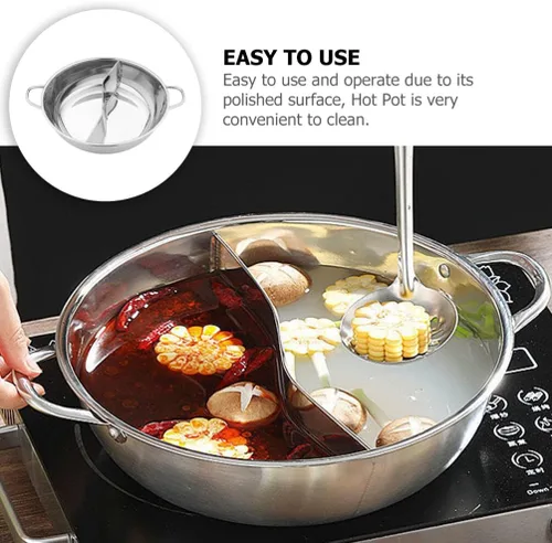 Miniatura 8 de Olla dividida de doble sabor Shabu Shabu Olla con divisor de doble cara antiadherente caliente 11.0 in dividido caliente para inducción estufa