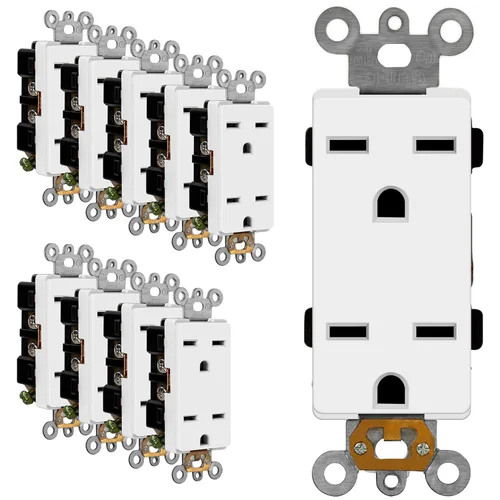 Miniatura 10 de ENERLITES Toma de corriente decorativa de grado industrial, 15A 125V, receptáculo dúplex resistente a manipulaciones, conexión a tierra, 5-15R, 2