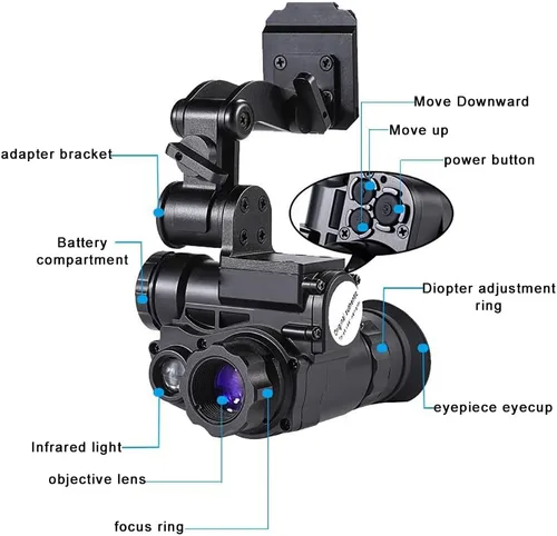 Miniatura 4 de Telescopio de visión nocturna de alta definición montado en el casco, 1 zoom óptico/digital 3x, visión nocturna de patrulla diurna y nocturna