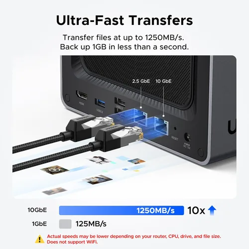 Miniatura 4 de UGREEN NAS DXP4800 Plus NAS de escritorio de 4 bahías, CPU Intel Pentium Gold 8505 de 5 núcleos, memoria RAM DDR5 de 8 GB, SSD de 128G integrado, 1