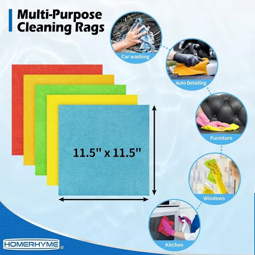 Miniatura 7 de Toallas de microfibra para automóviles, paquete de 24 paños de limpieza de microfibra, toallas de limpieza de 11.5 x 11.5 pulgadas, absorbentes a