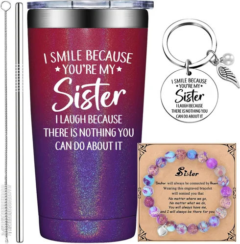 Miniatura 12 de Grifarny Regalos para Hermanas - Cumpleaños, Navidad, Regalo del Día de la Madre para Hermanas - Taza de Café "I Smile Because You are My Sister