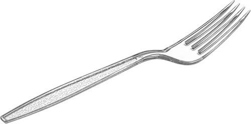 Miniatura 2 de GUSTO [Paquete de 100] Tenedores de plástico transparente pesado con diseño grabado, utensilios de plástico resistentes desechables para fiestas