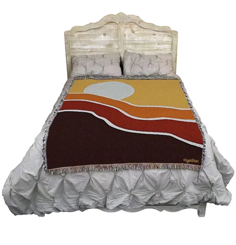 Miniatura 2 de Pure Country Weavers Kyra Brown - Manta de atardecer de los 70 – Abstact Art – Manta para regalo tejida de algodón – Fabricado en los Estados Unidos