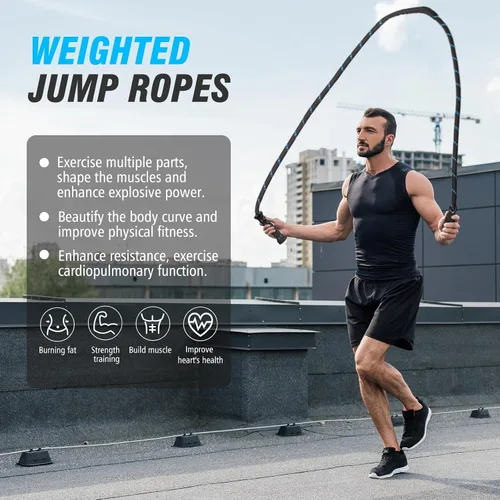 Miniatura 7 de Supertrip Cuerda de saltar con peso mejorada para fitness, hombres y mujeres, asas giratorias de segunda generación, 3.21 libras, 3.38 libras, 3.41
