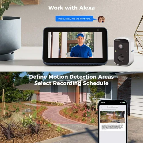 Miniatura 8 de Hiseeu Cámaras de seguridad solares inteligentes para exteriores, alimentadas por baterías, Wi-Fi, 3K, 4MP, detección de movimiento PIR/AI