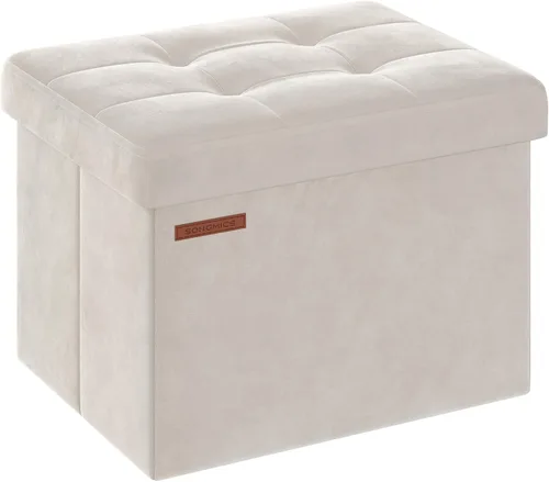 Miniatura 13 de SONGMICS Otomana pequeña plegable de almacenamiento, taburete reposapiés, 12.2 x 16.1 x 12.2 pulgadas, otomana con almacenamiento, carga de hasta