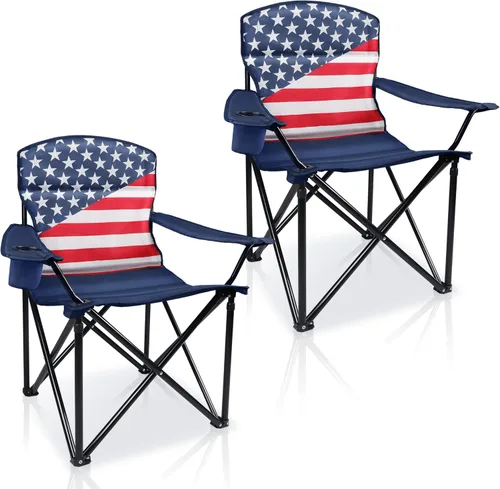Paquete de 2 sillas plegables para campamento: silla acolchada de gran tamaño para adultos, plegable para exteriores, campamento, pesca y jardín,