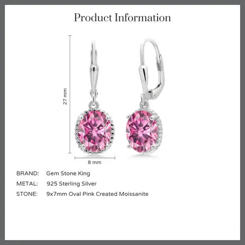 Miniatura 117 de Gem Stone King Aretes colgantes de gota para mujer, plata de ley 925, piedra natal ovalada de 0.354 x 0.276 in, joyería fina, regalos para ella