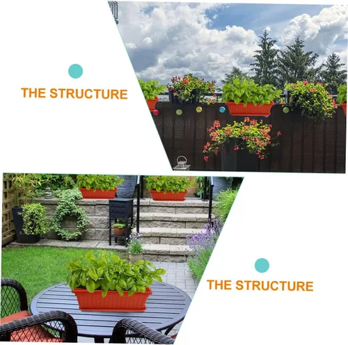 Miniatura 8 de Maceta rectangular de plástico para plantas de interior, jardinería, macetas de metal, macetas de cactus con bandeja, cuenco para suculentas